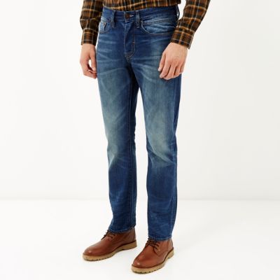 Mid blue Dean straight jeans